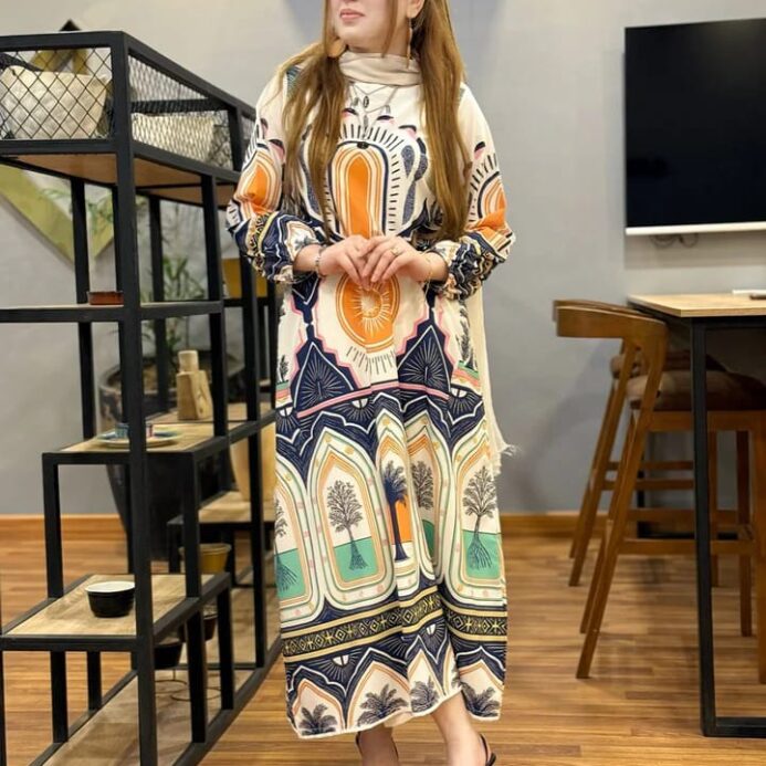 Syeda’s Fashion Multi Color Printed Long Dress 2 Piece Suit