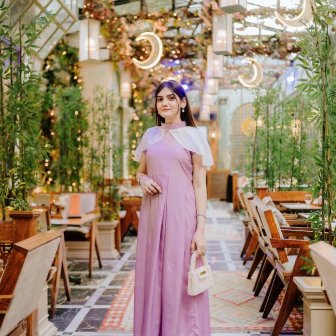 Syeda’s Fashion Elegant Pink Cape Style Maxi Dress