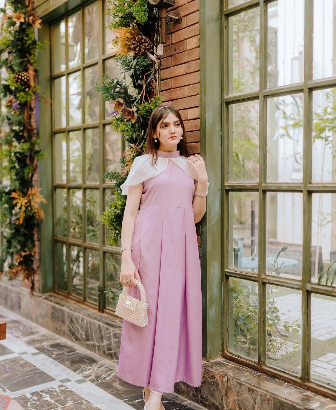 Syeda’s Fashion Elegant Pink Cape Style Maxi Dress - Image 3