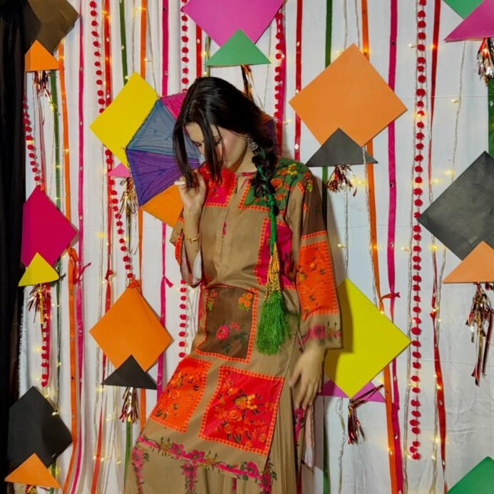 Block Printed Silk Crepe 2-Piece Suit for Women