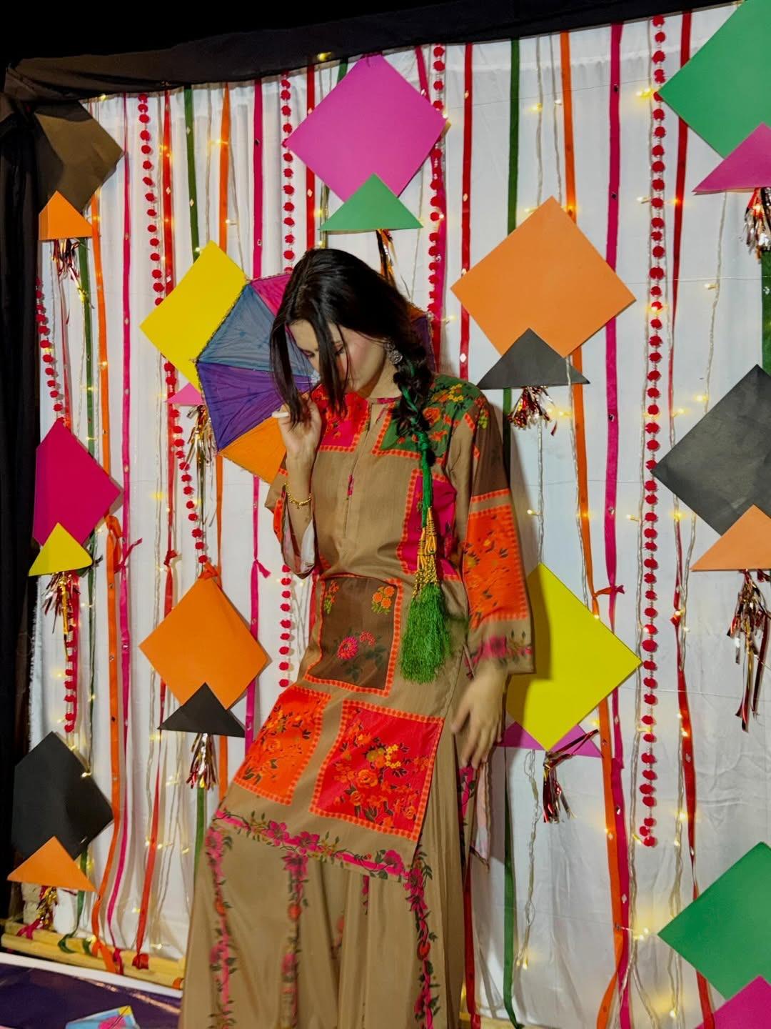 Block Printed Silk Crepe 2-Piece Suit for Women