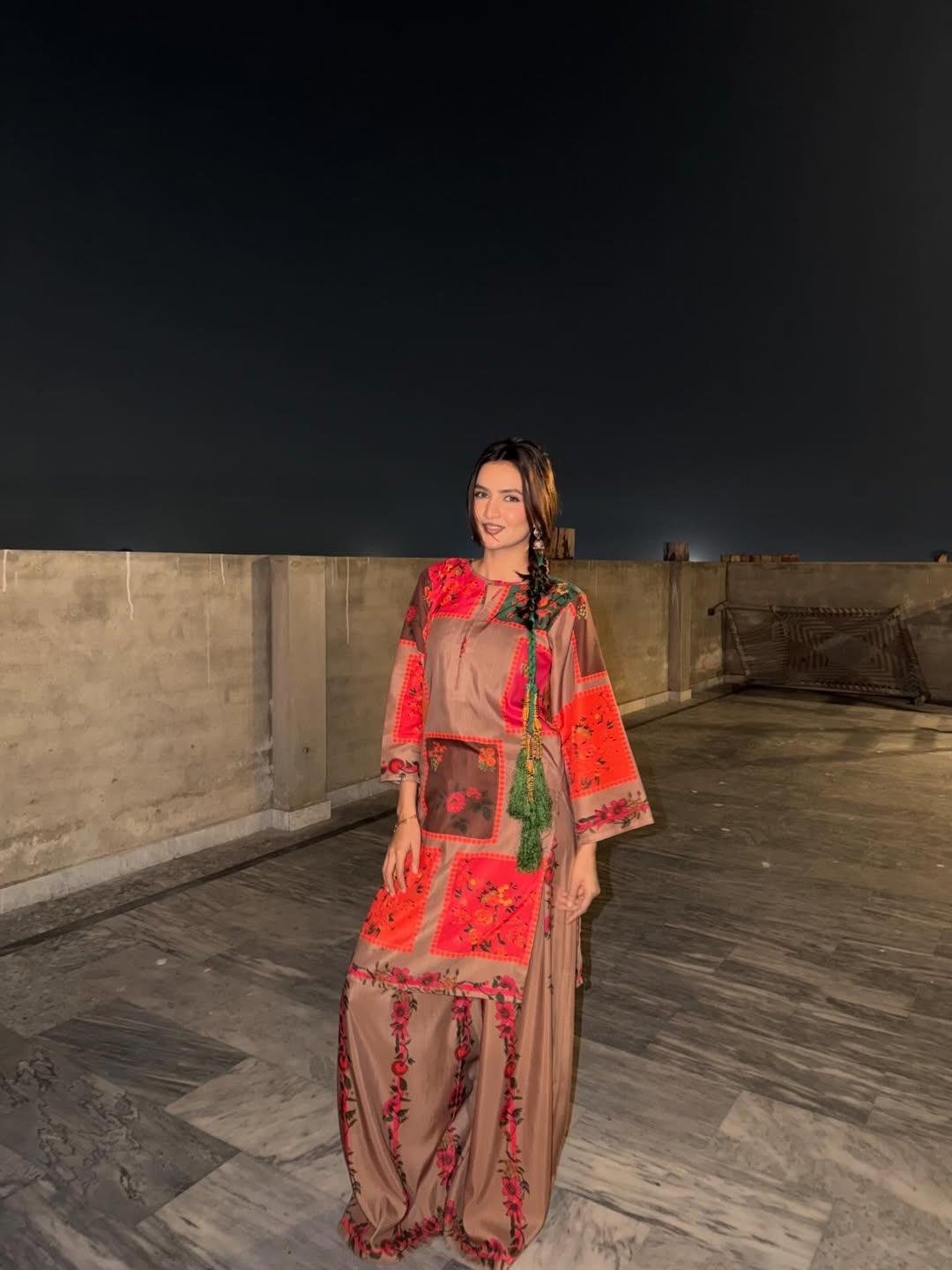 Block Printed Silk Crepe 2-Piece Suit for Women - Image 2