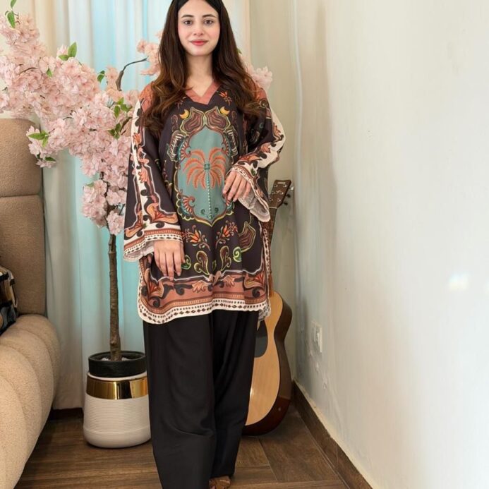 Printed Farshi 2-Piece Silk Crepe Set – Premium Quality