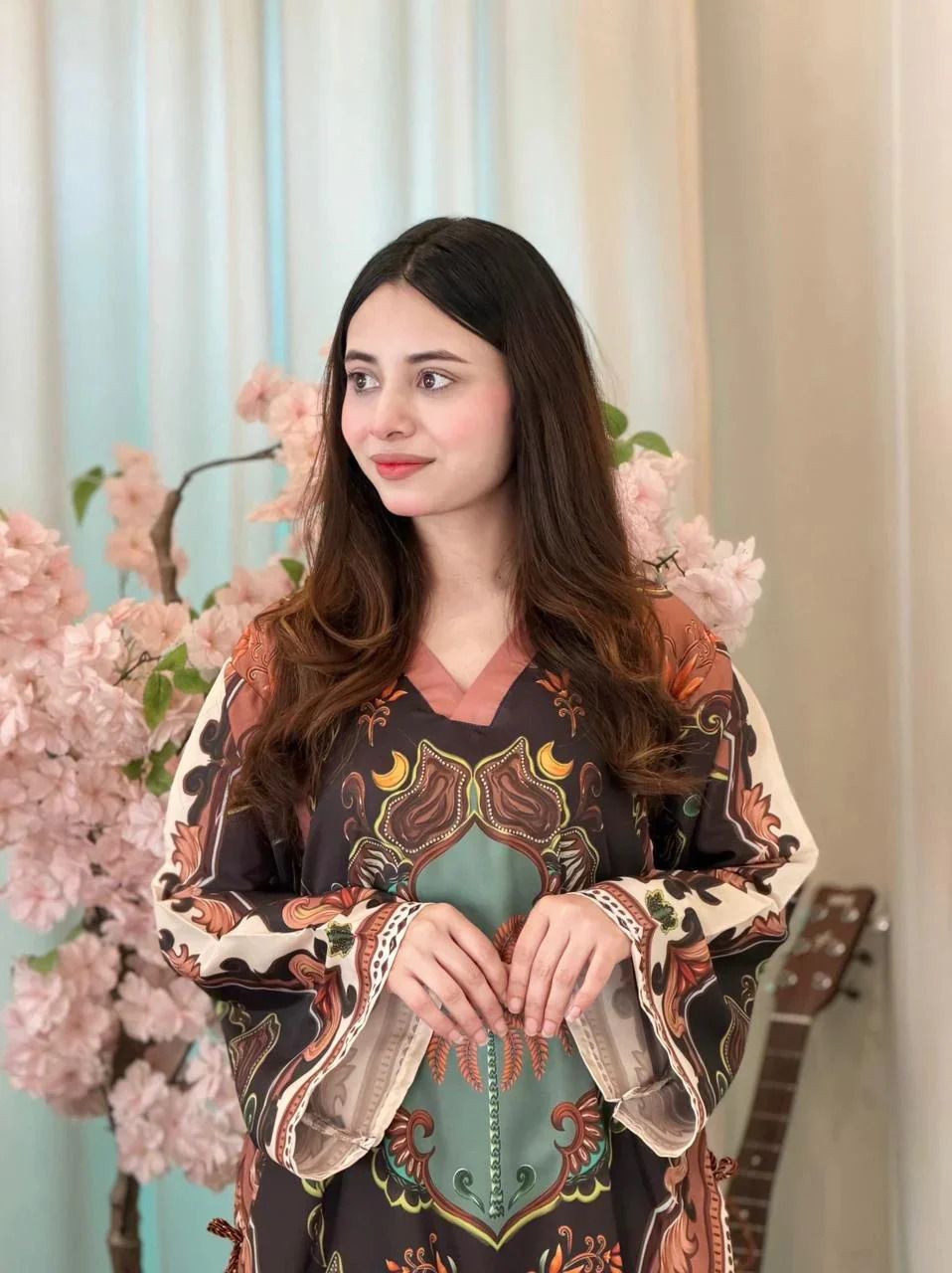 Printed Farshi 2-Piece Silk Crepe Set – Premium Quality - Image 2