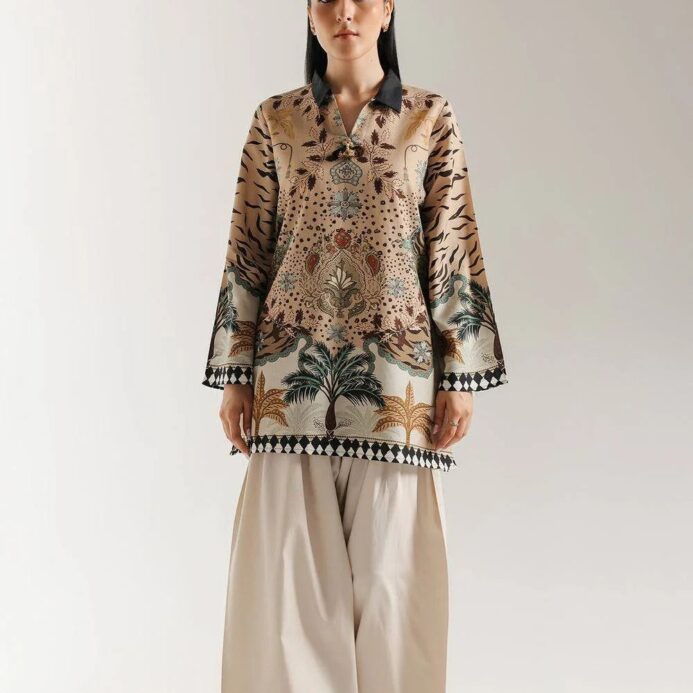 Printed Farshi 2-Piece Silk Crepe Suit – Premium Quality
