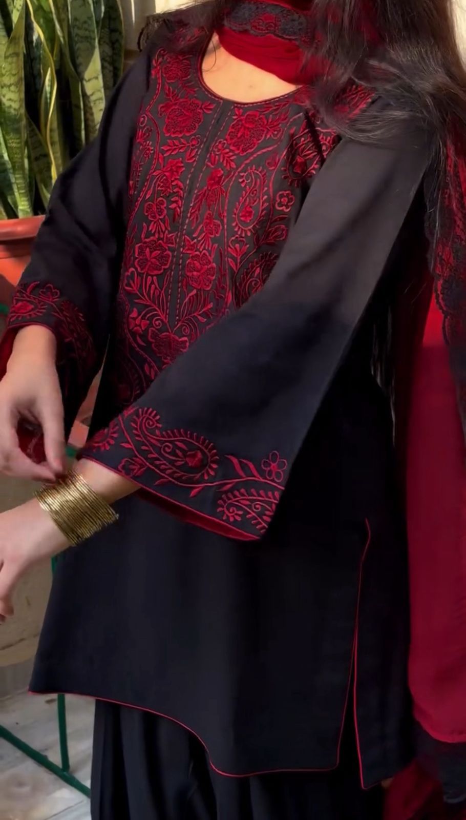 Gul e Aatish 3-Piece Cotton Suit with Chiffon Dupatt - Image 6