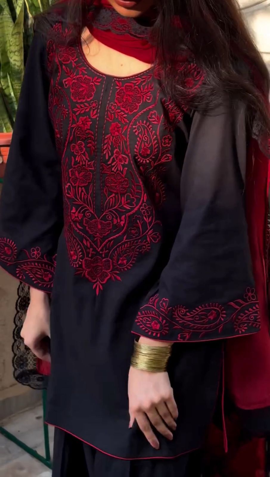 Gul e Aatish 3-Piece Cotton Suit with Chiffon Dupatt - Image 8