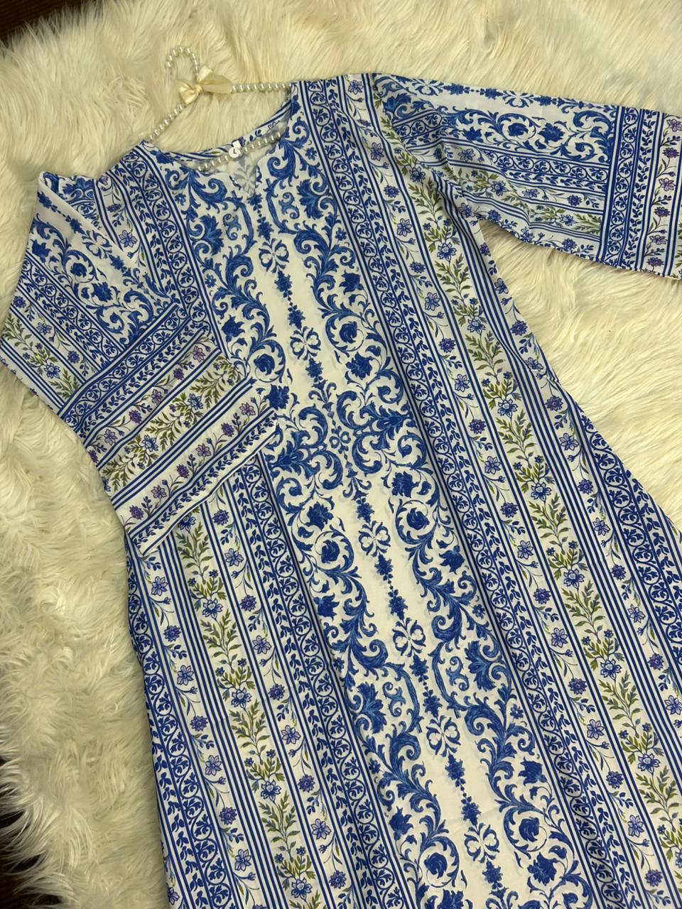 Elegant Long Printed 2-Piece Silk Crepe Outfit - Image 6