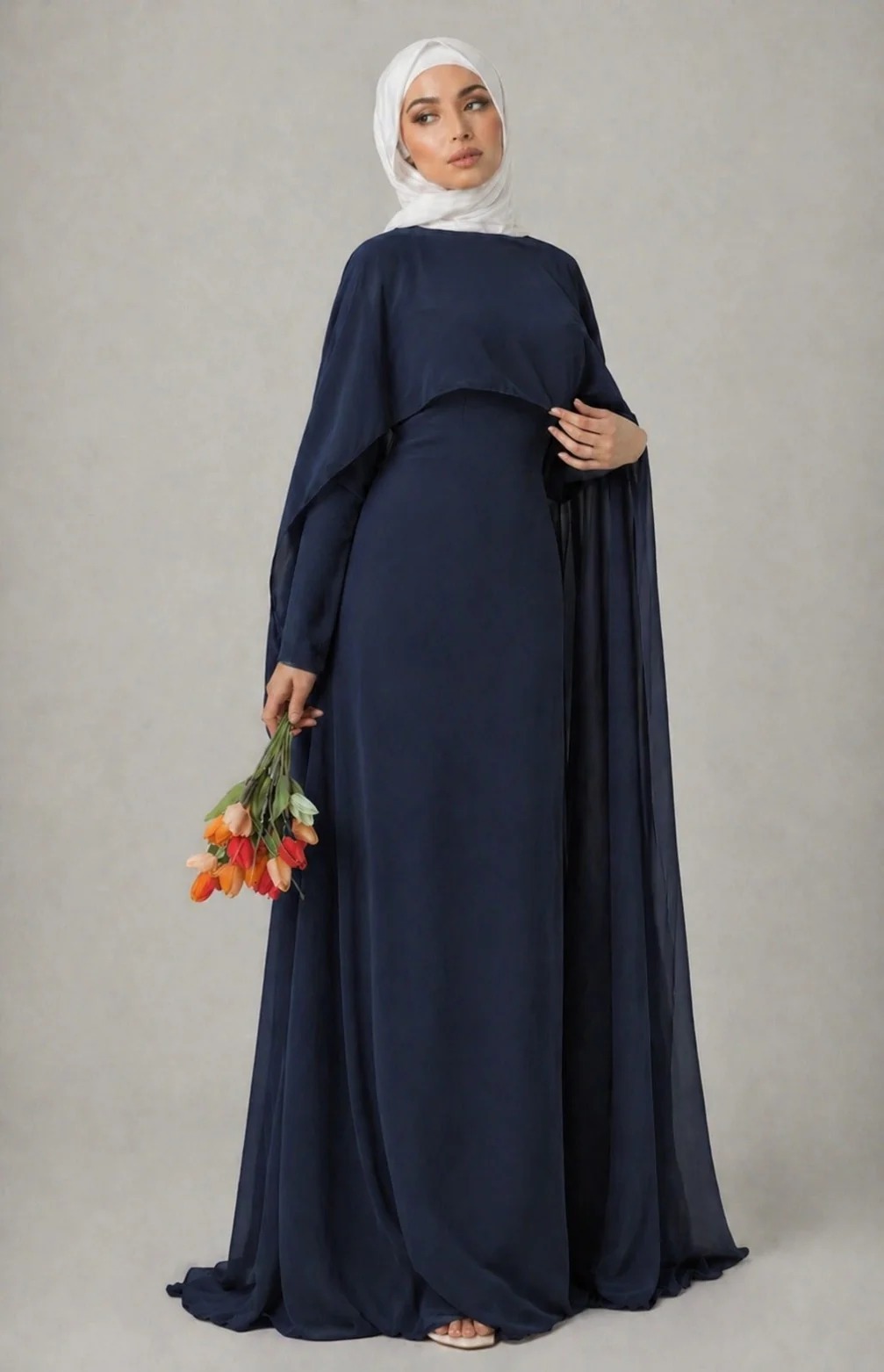 Evora Cape Gown – Elegant Chiffon Maxi Dress - Image 8