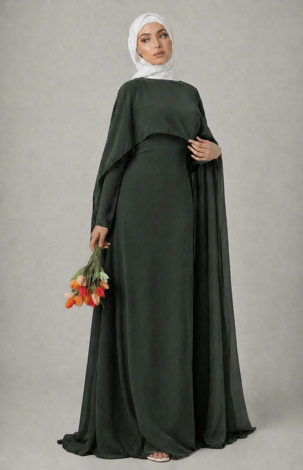 Evora Cape Gown – Elegant Chiffon Maxi Dress - Image 7