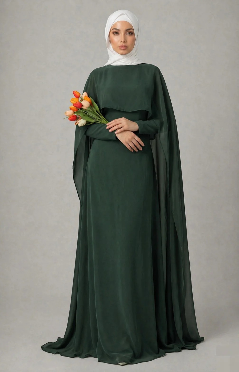 Evora Cape Gown – Elegant Chiffon Maxi Dress - Image 2