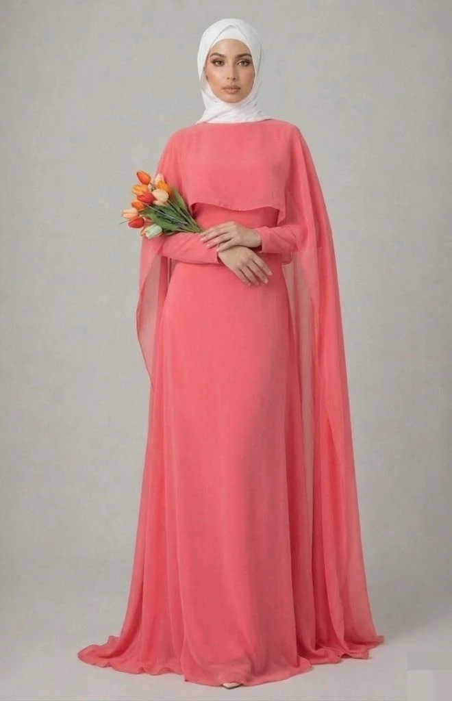 Evora Cape Gown – Elegant Chiffon Maxi Dress - Image 4